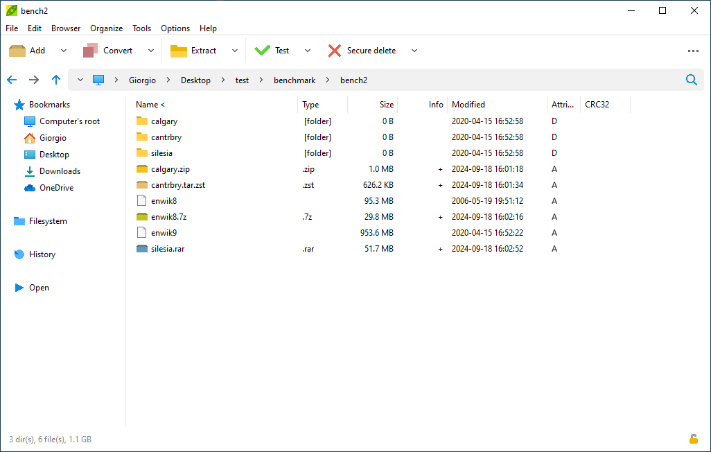 Pea Zip main file manager interface